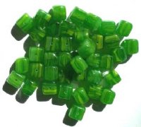 40 8x9mm Green Yellow Marble Cube Beads
